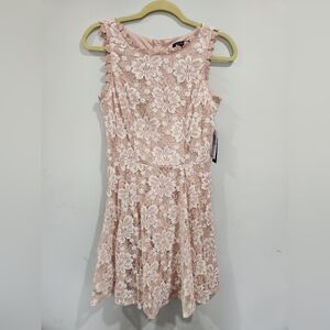 NWT City Studios Lace Floral Dress in Pink